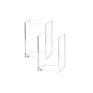 Clear Acrylic Pen Holder Pencil Cup Makeup Brush Holder Desk Organizer 2 Pack